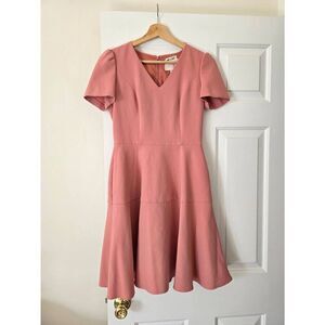Gal Meets Glam Kate Pink Fit & Flare Short Sleeve Dress W pockets US Sz 0